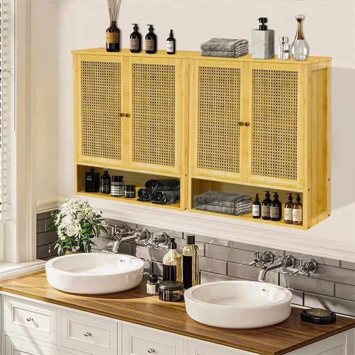 Rattan Wall Mounted Bathroom Cabinet - Canva Home