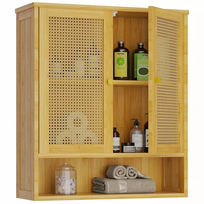 Rattan Wall Mounted Bathroom Cabinet - Canva Home