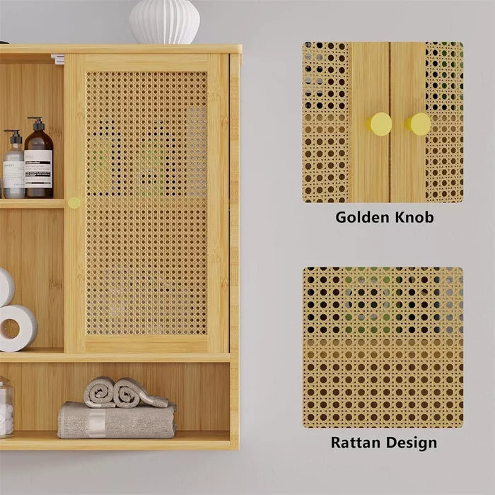 Rattan Wall Mounted Bathroom Cabinet - Canva Home