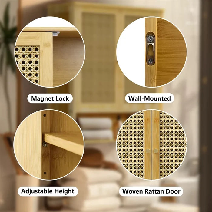 Rattan Wall Mounted Bathroom Cabinet - Canva Home