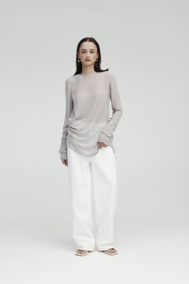 Rebe Long Sleeve Draped Top - Ash Hyde Boutique