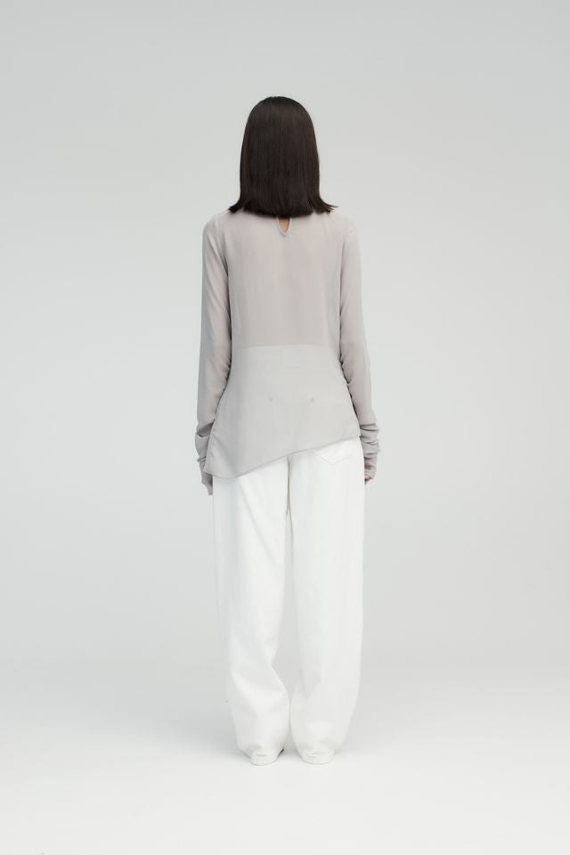 Rebe Long Sleeve Draped Top - Ash Hyde Boutique