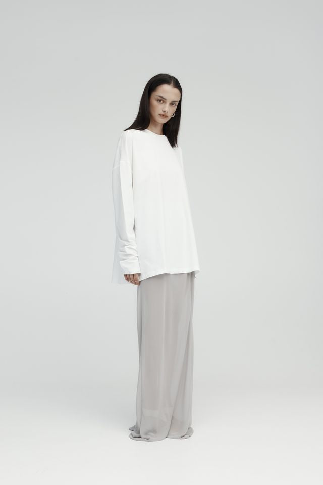 Rebe Long Sleeve Drop T-Shirt - White Hyde Boutique