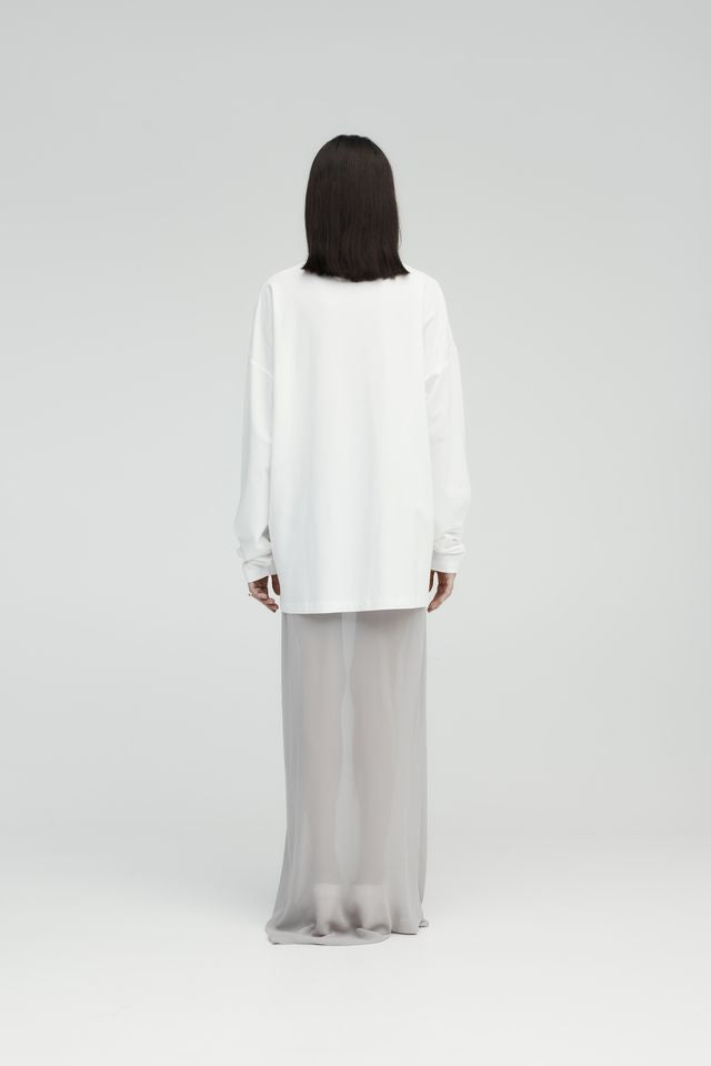Rebe Long Sleeve Drop T-Shirt - White Hyde Boutique
