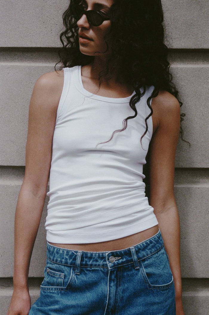 Rebe Ribbed Tank - White Hyde Boutique