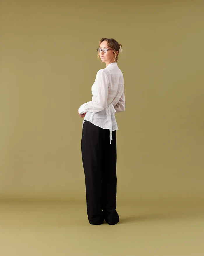 Ruby Caper Tuxedo Shirt - White Hyde Boutique
