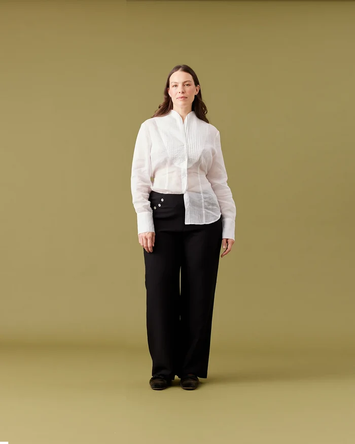 Ruby Caper Tuxedo Shirt - White Hyde Boutique