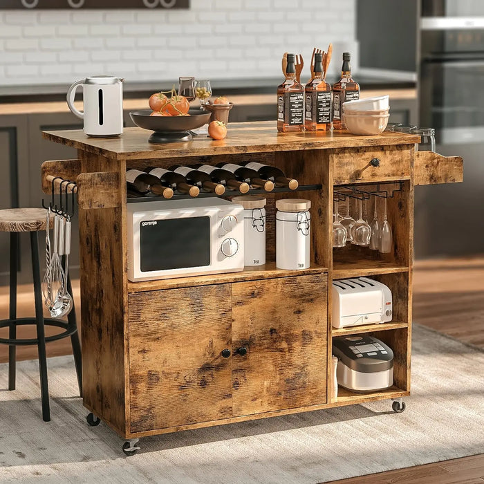 Rustic Rolling Drop Leaf Kitchen Island Cart Canva Home