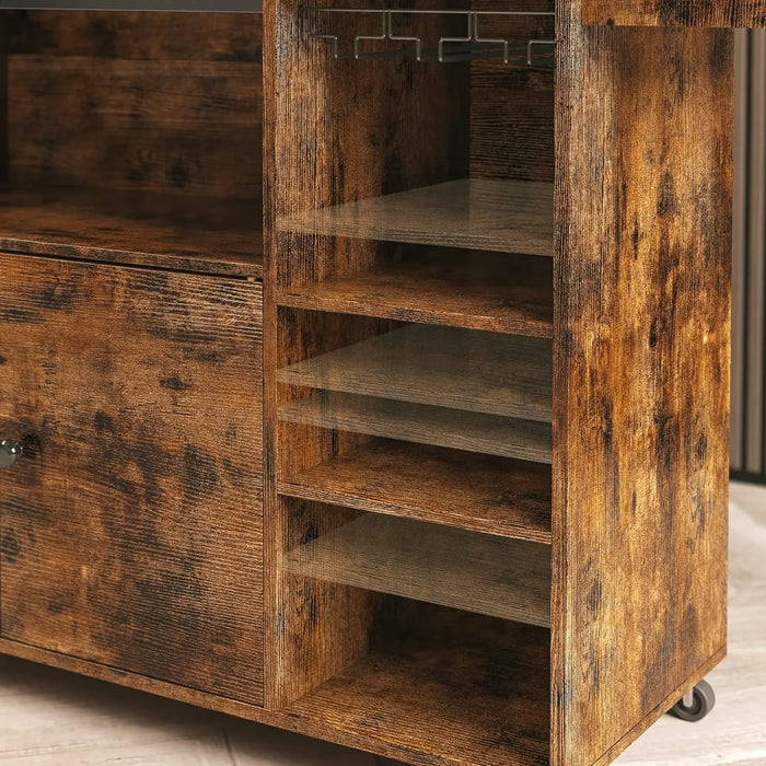 Rustic Rolling Drop Leaf Kitchen Island Cart Canva Home