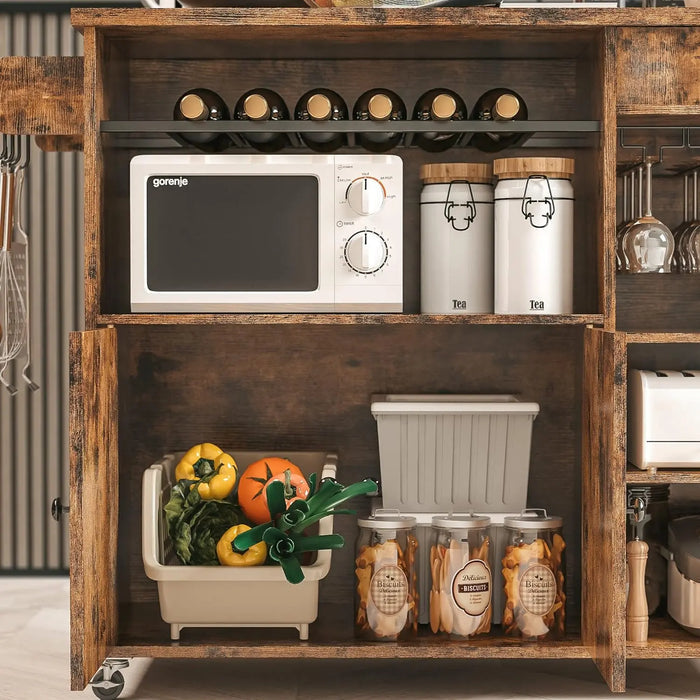 Rustic Rolling Drop Leaf Kitchen Island Cart Canva Home