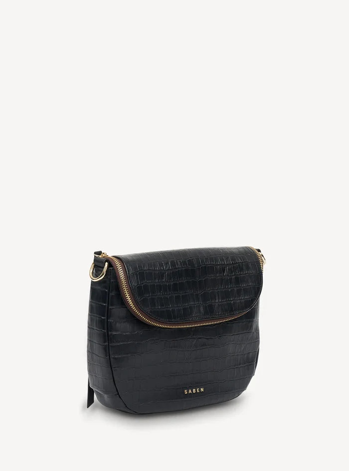 SABEN Fifi Crossbody Bag - Black Croc Accessories > Women > Accessories > Bags & Wallets > Crossbody Bags > Saben Saben