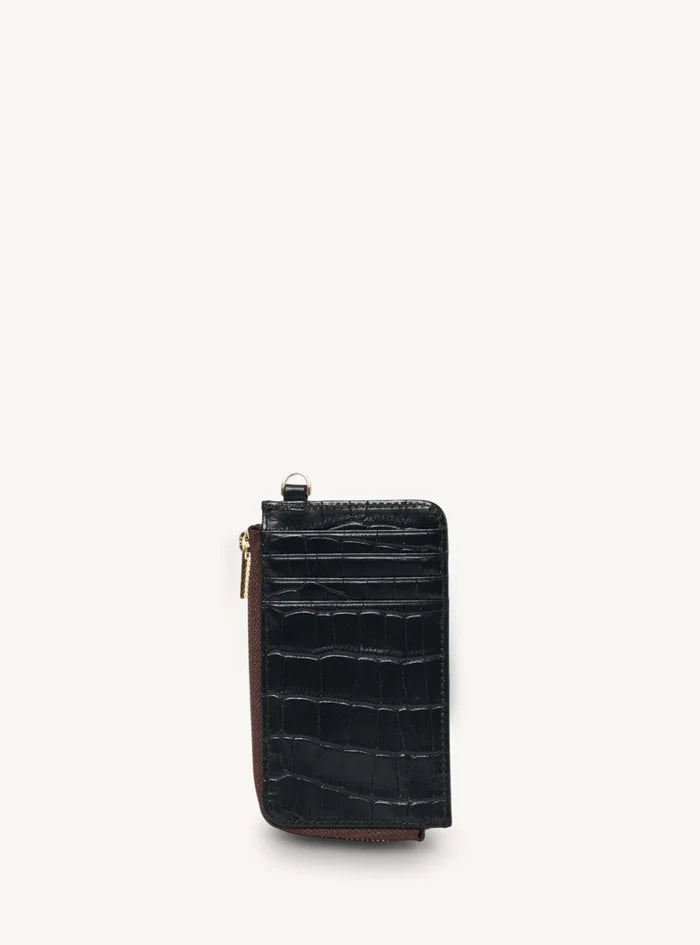 Saben Winona Card Holder - Black Croc Accessories > Women > Accessories > Bags & Wallets > Wallets & Card Holders > Card Holders > Saben Saben