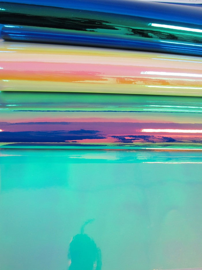 Sea Holographic Multi-Color Chrome Vinyl Fabric / Sold By The Yard
