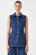 Seventy + Mochi Ani Denim Vest - Houndstooth Idaho Apparel > Women > Clothing > Outerwear > Vests > Seventy Mochi Hyde Boutique