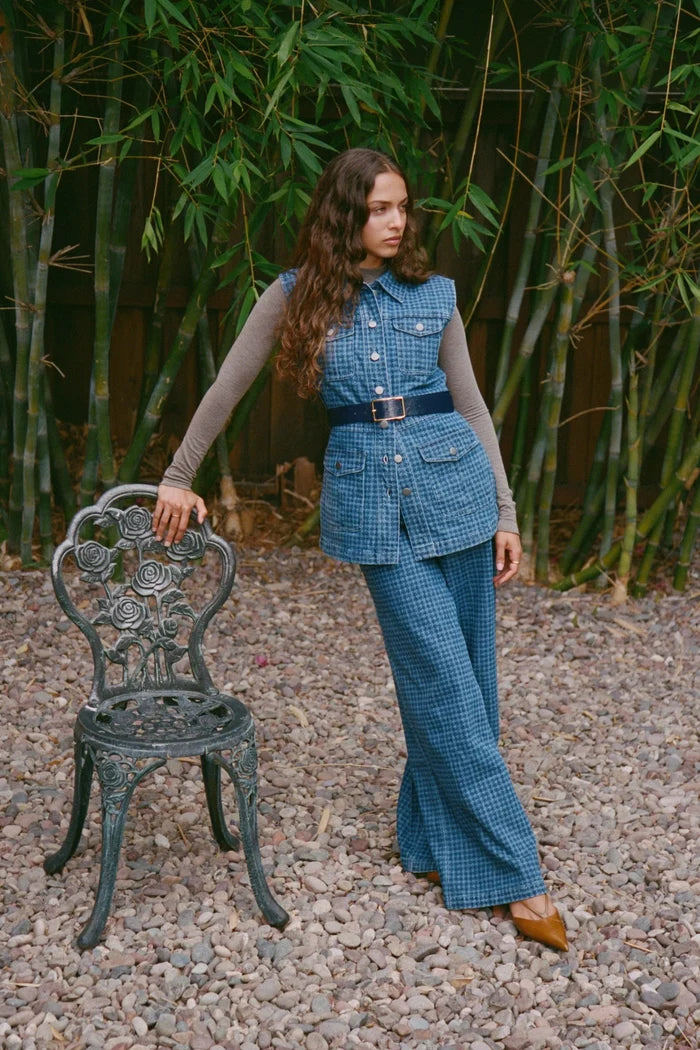 Seventy + Mochi Ani Denim Vest - Houndstooth Idaho Apparel > Women > Clothing > Outerwear > Vests > Seventy Mochi Hyde Boutique