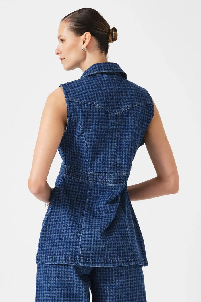 Seventy + Mochi Ani Denim Vest - Houndstooth Idaho Apparel > Women > Clothing > Outerwear > Vests > Seventy Mochi Hyde Boutique