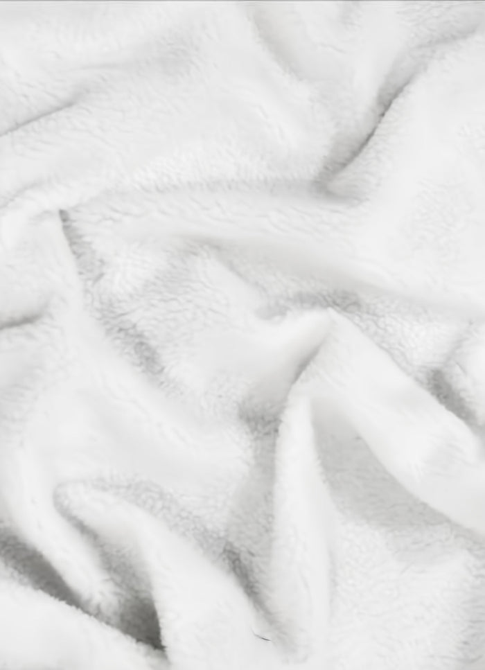 Sherpa Faux Fur Fabric / White / Sold By The Yard||color:White