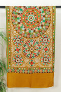 Silk embroidered Toosh stole, mustard