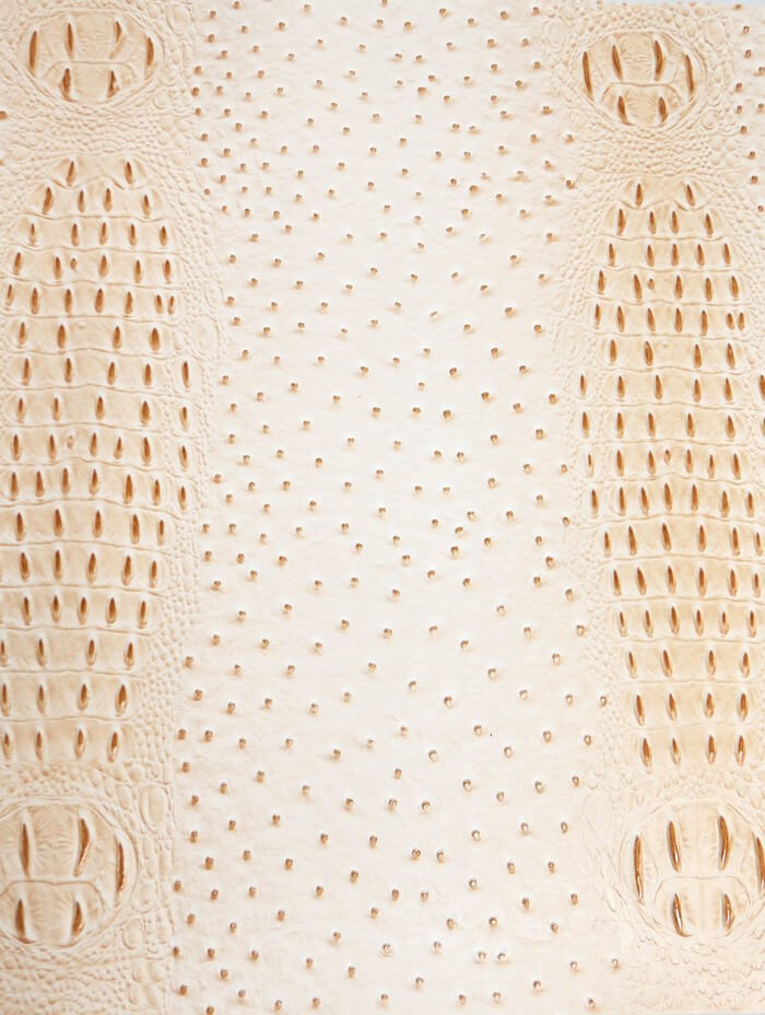 Smore Cream Mutant Ostrich Gator Embossed Vinyl Fabric / Sold By The Yard