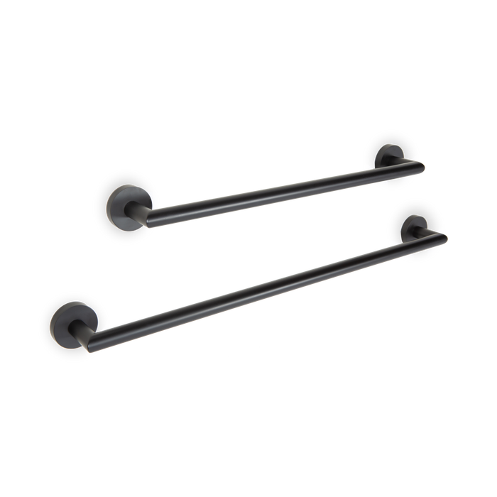 A cylindrical towel bar available in 18" or 24" lengths.