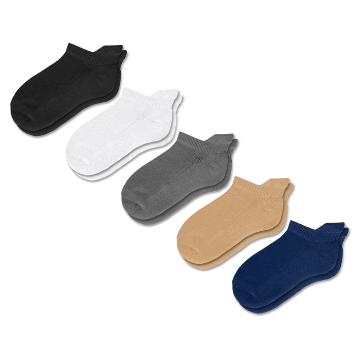 Viasox Solid Essentials Ankle Socks Bundle 5-Pack front view