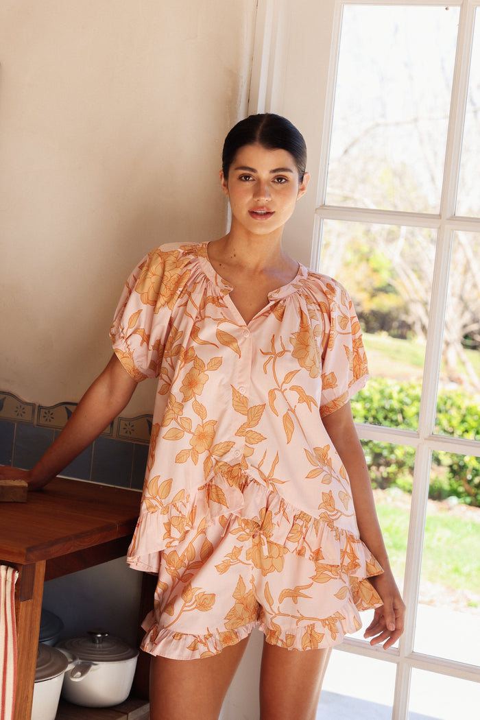 Piyama Sophie Sleep Set - Cotton Modal - Romantic Floral Peach — view 2
