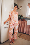 Piyama Sophie Sleep Set - Pants - Cotton Modal - Romantic Floral Peach — front view