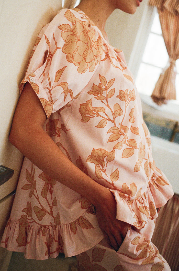 Piyama Sophie Sleep Set - Pants - Cotton Modal - Romantic Floral Peach — view 5