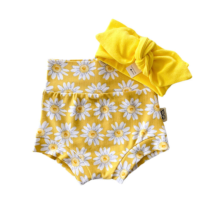 Spring Daisies on Yellow Bummies with Yellow Headband