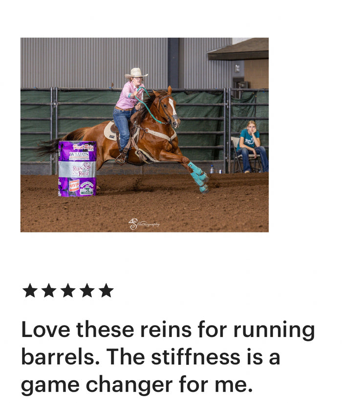 Stiff loop cable Barrel Reins hot pink with grip knots...You choose color and length - Tiffanys Braided Tack LLC