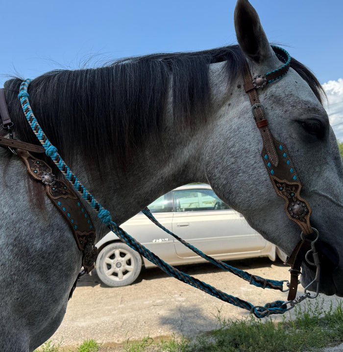Stiff loop cable Barrel Reins hot pink with grip knots...You choose color and length - Tiffanys Braided Tack LLC