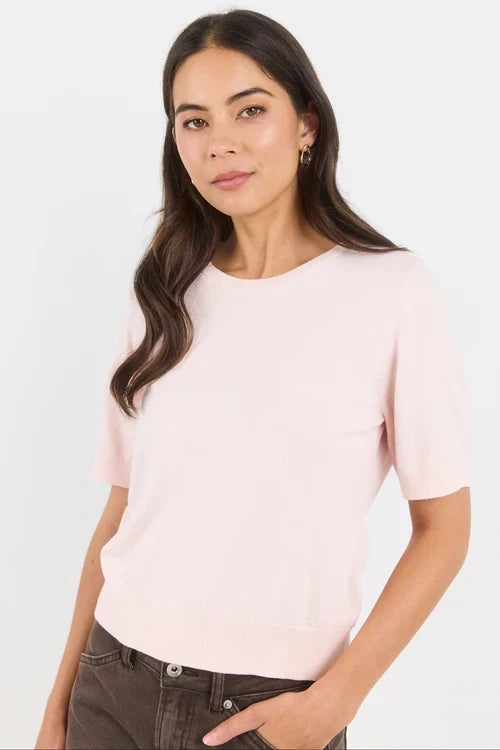 Stories Be Told Cashmere Blend Edition Knit Tee - Blush Apparel > Women > Clothing > Tops > T-shirts > Ivy Jack Hyde Boutique