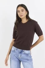 Stories Be Told Edition Crewneck Cashmere Blend Knit Tee - Chocolate Hyde Boutique