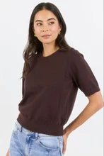Stories Be Told Edition Crewneck Cashmere Blend Knit Tee - Chocolate Hyde Boutique