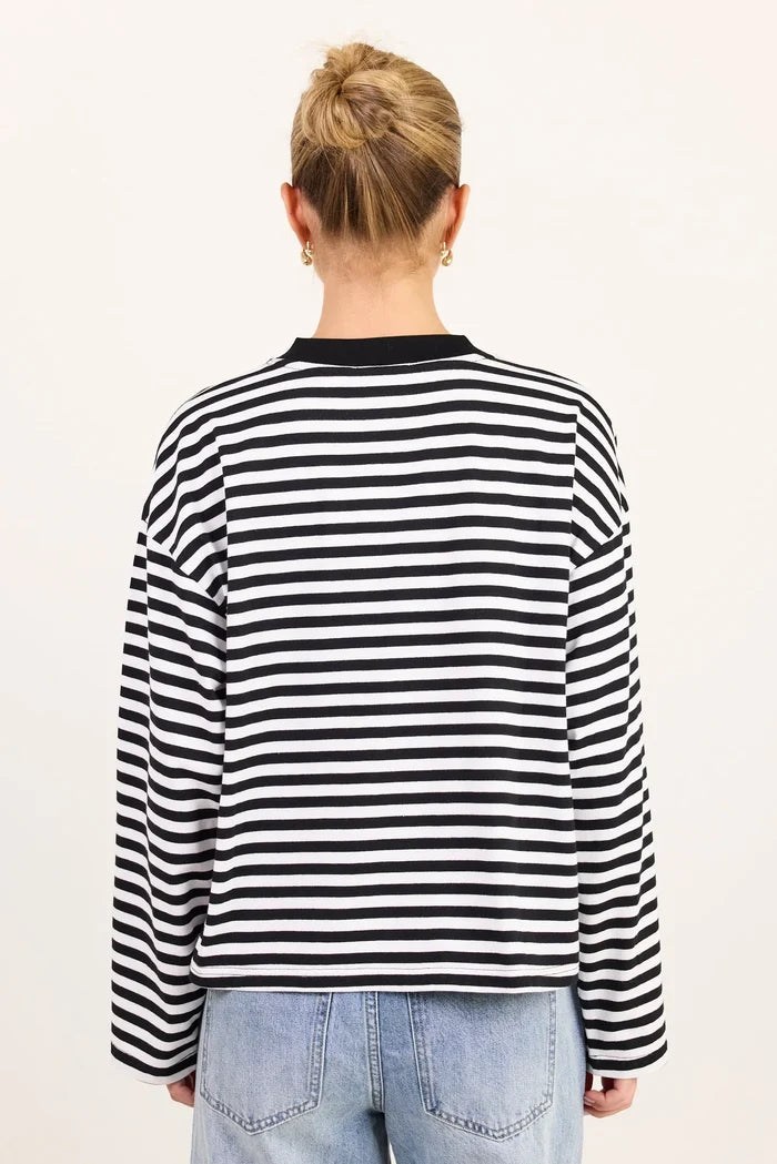 Stories Be Told Unite Stripe Long Sleeve - Black Clothing > Tops > T-Shirts > Long Sleeve T-Shirts > Crew Neck > Stories Be Told Hyde Boutique