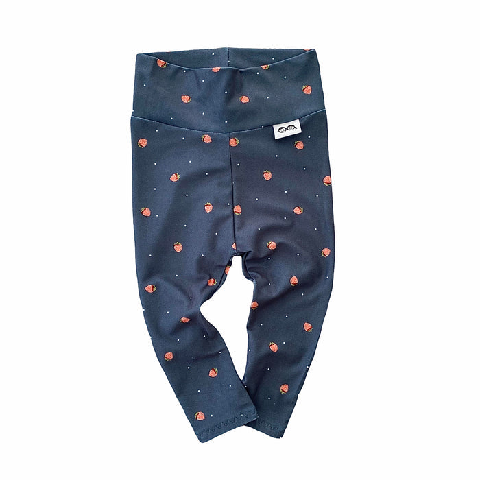 Strawberries on Navy Blue Leggings