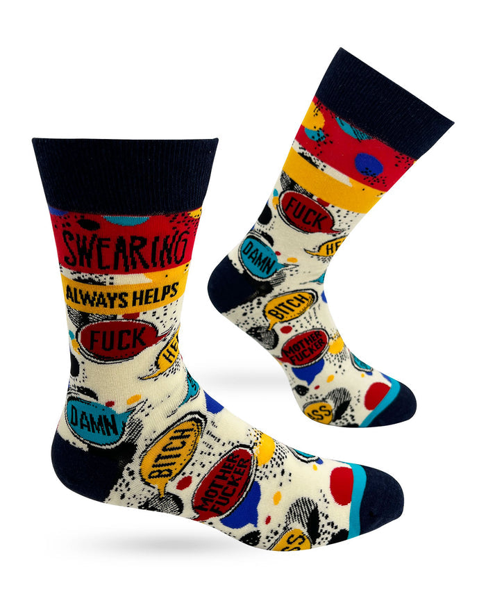 Swearing Always Helps Men's Novelty Crew Socks