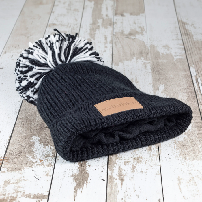 Swimbler 'Black Ice' Waterproof Bobble Hat