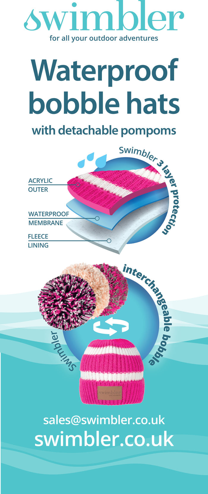 Swimbler 'Papaya' Waterproof Bobble Hat