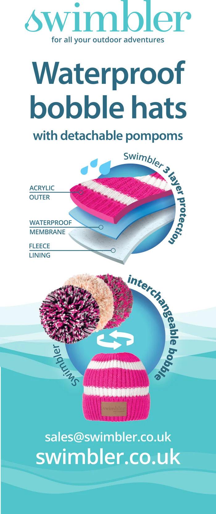 Swimbler 'Sarnia Cerise' Waterproof Bobble Hat