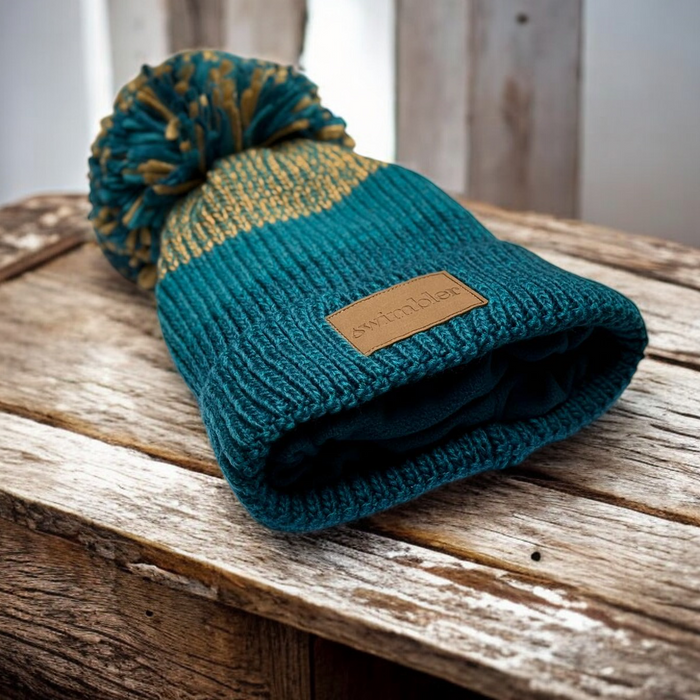 Swimbler ‘Teal or No Teal’ Waterproof Bobble Hat