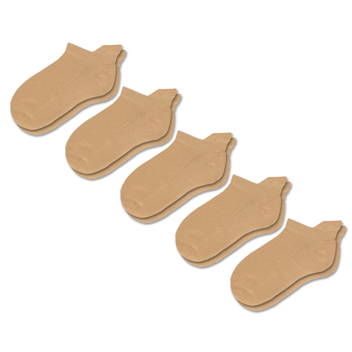 Viasox Tan Ankle Socks Bundle 5-Pack front view