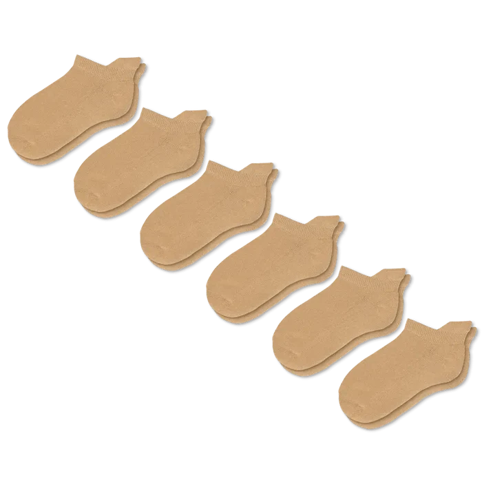 Viasox Tan Ankle Socks Bundle 6-Pack front view