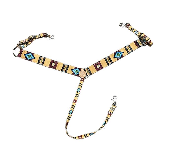 Tan tribal print breast collar nylon horse size