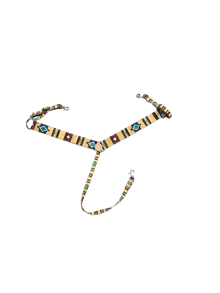 Tan tribal print breast collar nylon horse size