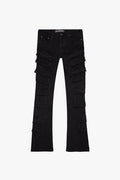 Valabasas 'Pinnacle' Black Wash Stacked Flare Jeans - front view