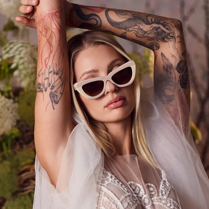 Valley Eyewear Lafayette - Light Tan Biege Splice w. Rose Gold Metal / Brown Gradient Lens Accessories > Accessories > Sunglasses > Cat-Eye Sunglasses > Valley Eyewear Hyde Boutique