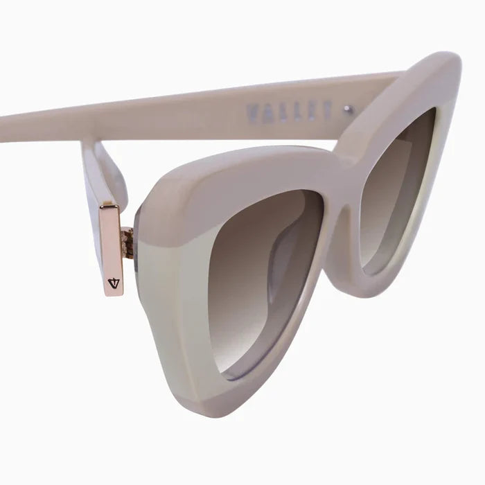 Valley Eyewear Lafayette - Light Tan Biege Splice w. Rose Gold Metal / Brown Gradient Lens Accessories > Accessories > Sunglasses > Cat-Eye Sunglasses > Valley Eyewear Hyde Boutique