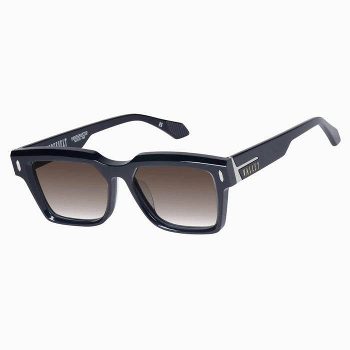 Valley Eyewear Roosevelt - Gloss Black w. Silver Metal/Brown Gradient Lens Accessories > Accessories > Sunglasses > Sunglasses > Valley Eyewear Hyde Boutique
