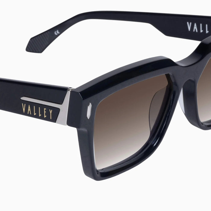 Valley Eyewear Roosevelt - Gloss Black w. Silver Metal/Brown Gradient Lens Accessories > Accessories > Sunglasses > Sunglasses > Valley Eyewear Hyde Boutique